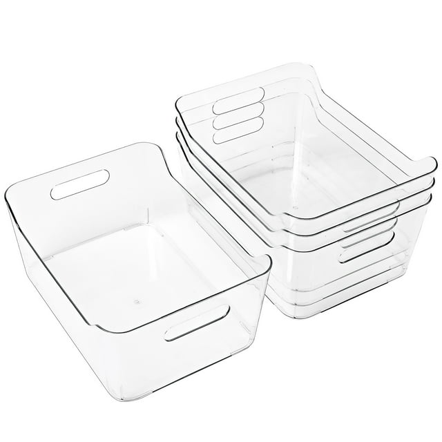 4 Pack XLarge Clear Stackable Storage Bins with Handles, MultiPurpose
