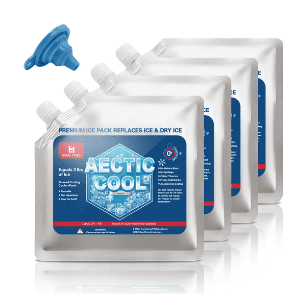 4-Pack XL Reusable Ice Packs | Long-Lasting Cold Freezer Packs for Lunch Bags/Boxes, School, Camping, Fishing & Picnics (Requires Water Addition)