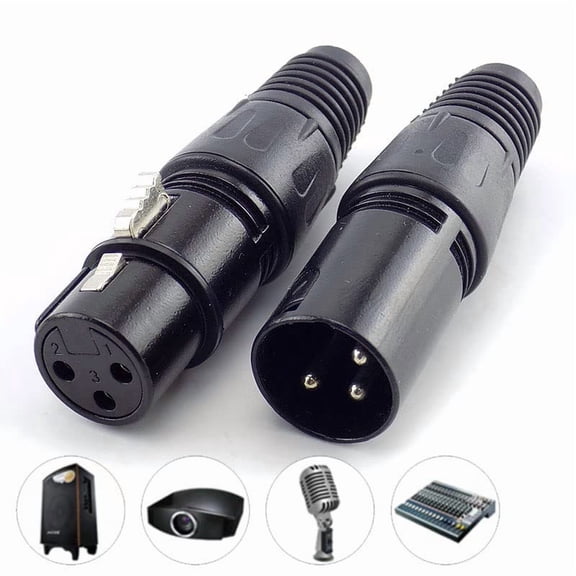 4 Pack XLR Connectors Microphone Cable Terminal End Connector 3 Pin Male & Female Plug Jack Replacement DIY Audio DMX Mic Line Cord Balanced Wire Solder Type Socket