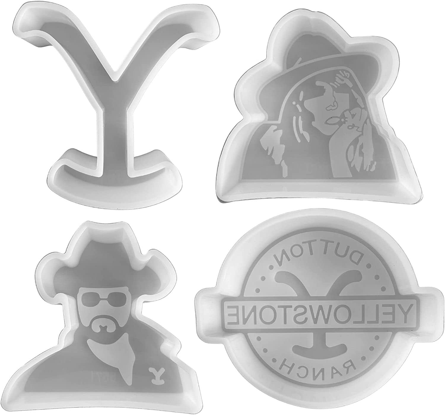 4 Pack Y Cowboy Silicone Freshie Molds  Cowboy Rip, Beth, Y, Dutton Button Silicone Mold for Freshies, Silicone Mold for Epoxy, Silicone Mold for Soap  Send Rip  Oven Safe Freshie Molds