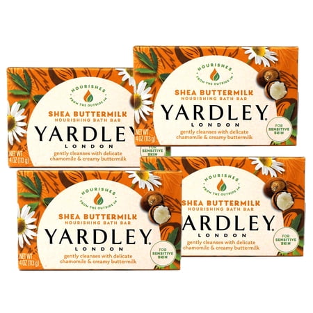 4 Pack Yardley London Moisturizing Bath Bar Shea Buttermilk 4.0 Oz.