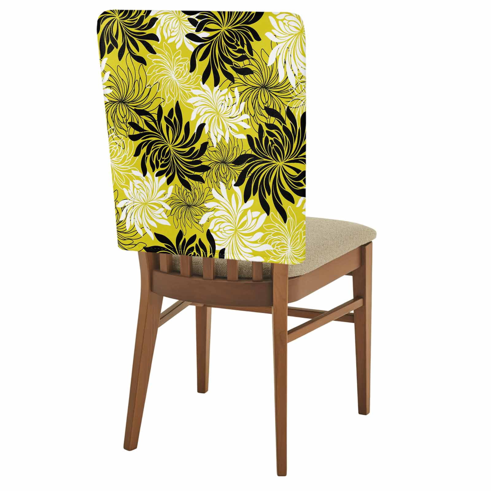 4 Pack Yellow Black Floral Chair Back Covers Vintage Yellow White Black ...