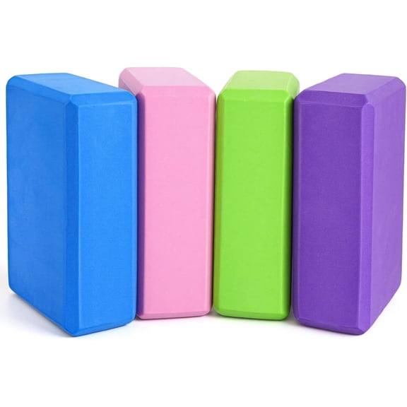 4 Pack Yoga Blocks, High Density Yoga Brick Foam Blocks for Pilates Workout, Improve Strength and Aid Balance and Flexibility, Soft Non Slip Surface for Pilates and Meditation (Multicolor)