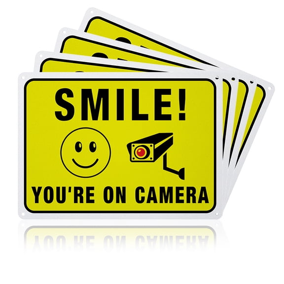 4 Pack You are on Camera Sign 7x10 inches 40 Mil Aluminum Surveillance Warning Signs