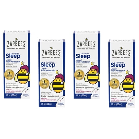 4 Pack Zarbee's Naturals Sleep Liquid With Melatonin For Children, 1 Ounce each