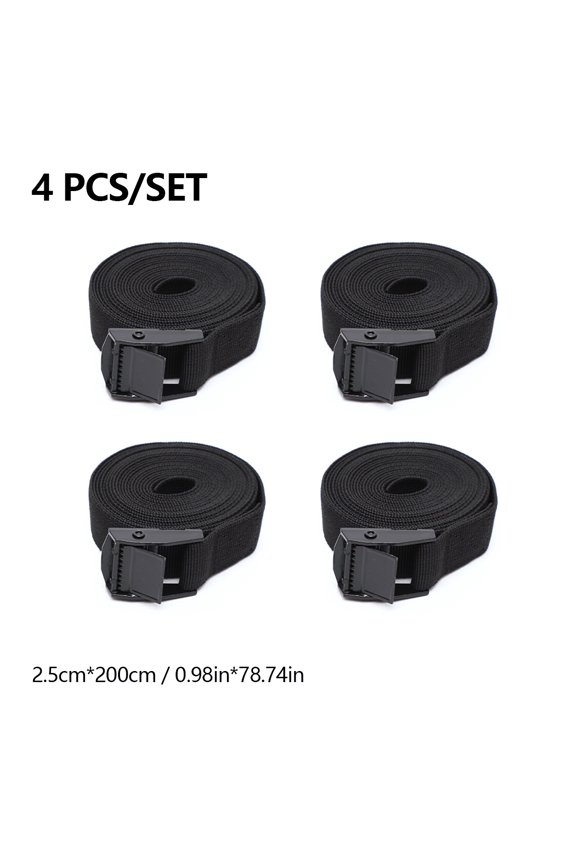 4-Pack Zinc Alloy Cargo Tie Down Straps with Multi-Functional Buckles for Luggage Racks & Secure Cargo Tightening; Durable Straps for Seasonal Storage