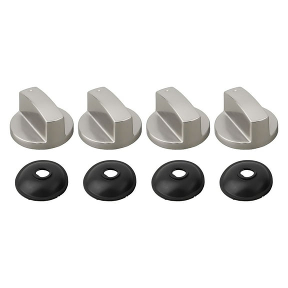 4-Pack Zinc Alloy Gas Stove Knobs | 6mm D-Shaped Replacement Switches | Dust-Proof Oven Cooktop Controls (Silver)