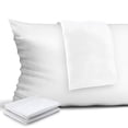 thumbnail image 1 of 4 Pack Zippered Pillow Protector Queen Size White, 400 Thread Count 100% Egyptian Cotton Pillow Covers Pillowcases, 1 of 6
