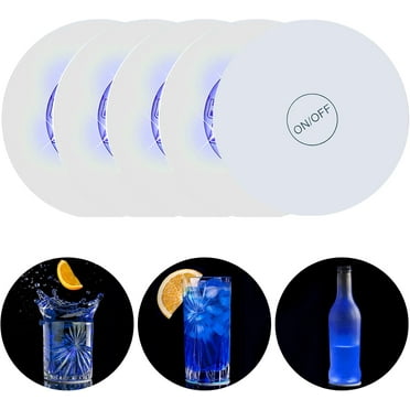 4 Pack disposable coasters, LED Drink Coasters Bar Beer Beverage Coasters Light Club, Wedding, Bar, Party Decoration