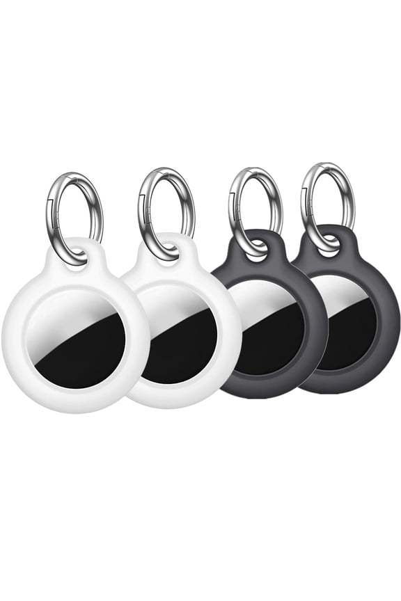 Keychain Compatible for Apple AirTag Silicone Protective Case Cover Key Chain Anti-Loss Ring Accessories Compatible for AirTag Pendant 4Pack