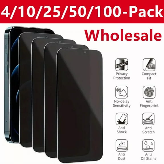 4 Pack for iPhone 16 Pro Privacy Tempered Glass Screen Protector