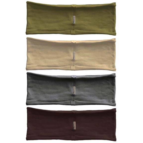 4-Pack hBand Earth-Tone Collection yoga headband (Olive, Beige, Gray, Espresso)