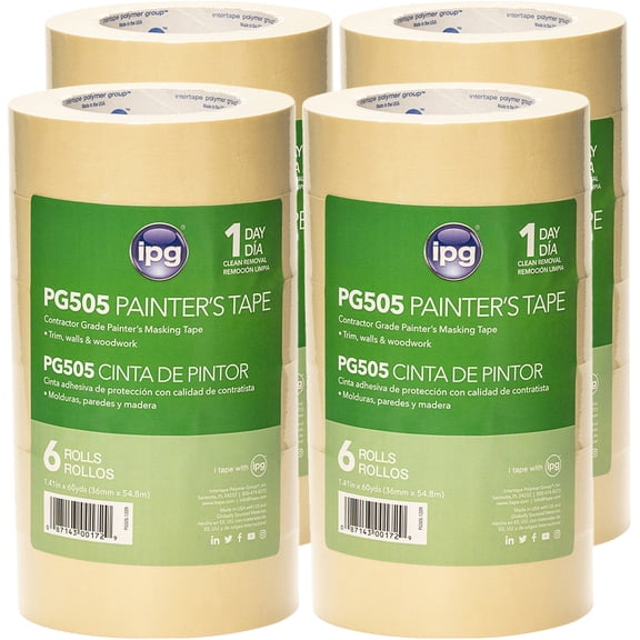 4-Pack of 1.41 x 60 yds Intertape PG55 ProMask Tan Masking Tape, Contractor 6-Pack