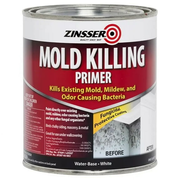4-Pack of 1 Qt Zinsser 276087 White Mold Killing Primer Water-Based Mold Killing Primer