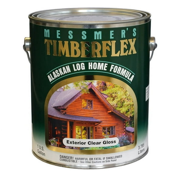 4-Pack of 1 gal Messmer's TF-500GL Clear Timberflex Alaskan Log Home Formula, Oil-Based Exterior Wood Finish, Gloss