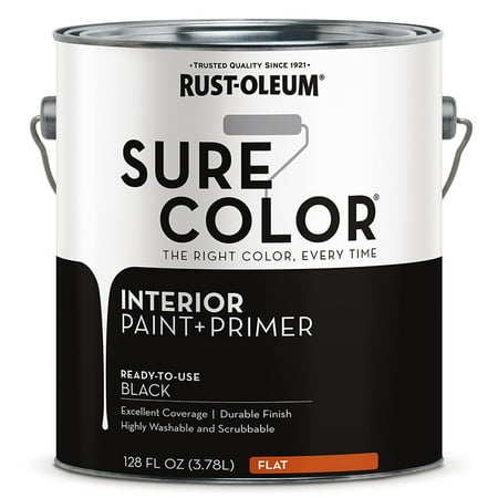 4-Pack of 1 gal Rust-Oleum 380216 Black Sure Color Interior Paint + Primer, Flat