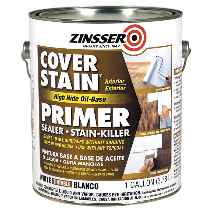 4-Pack of 1 gal Zinsser 03551 White Cover-Stain Oil-Based High Hide Stain Block Primer, Low VOC