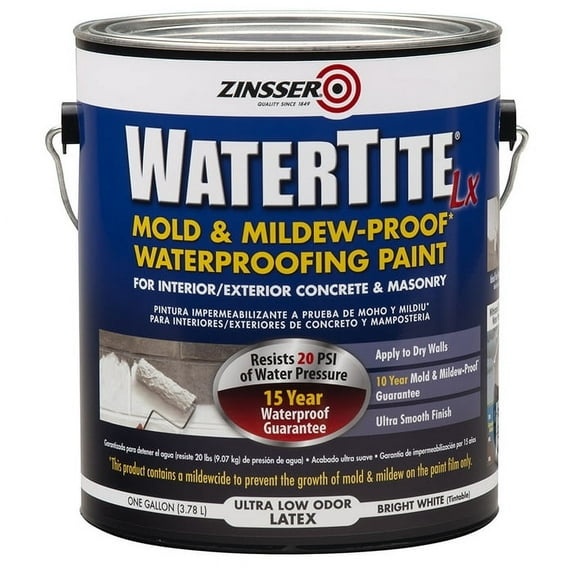 4-Pack of 1 gal Zinsser 270267 White WaterTite-LX Mold & Mildew-Proof Waterproofing Paint