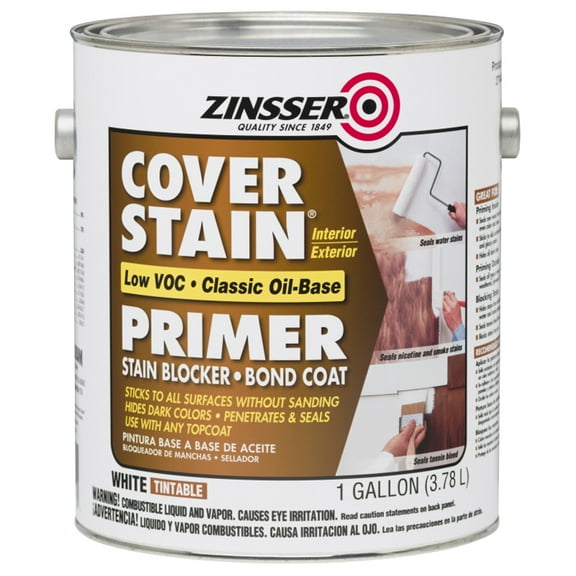 4-Pack of 1 gal Zinsser 271448 White Cover-Stain Oil-Based Stain Block Primer (SCAQMD)
