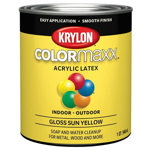 4-Pack of 1 qt Krylon K05645007 Sun Yellow COLORmaxx Paint & Primer, Gloss