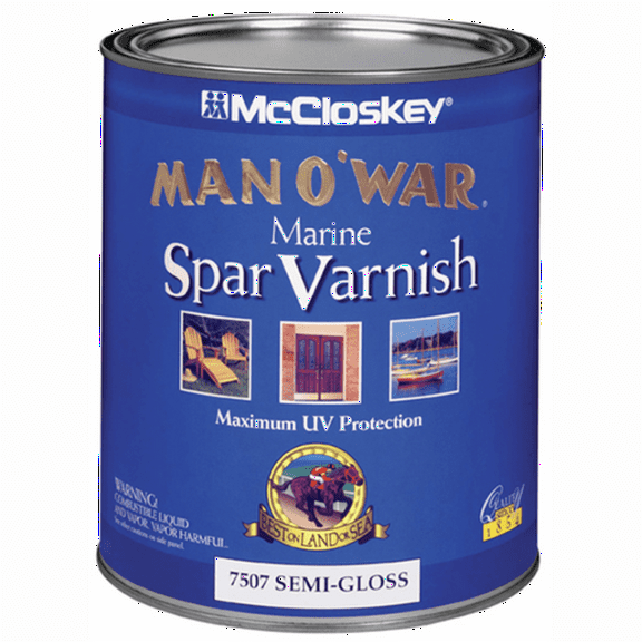 4-Pack of 1 qt McCloskey 7507 Clear Man O’war Marine Spar Varnish, Semi-Gloss