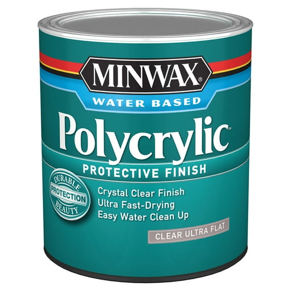 4-Pack of 1 qt Minwax 611114444 Clear Polycrylic Water-Based Protective Finish, Ultra Flat