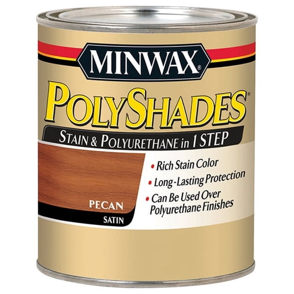4-Pack of 1 qt Minwax 61320 Pecan PolyShades Wood Stain And Polyurethane, Satin