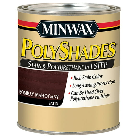 4-Pack of 1 qt Minwax 61380 Bombay Mahogany PolyShades Wood Stain And Polyurethane Satin