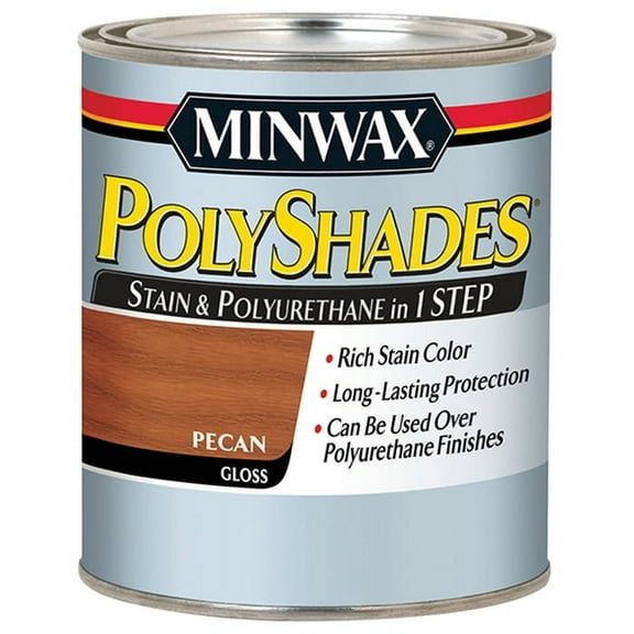 4-Pack of 1 qt Minwax 61420 Pecan PolyShades Wood Stain And Polyurethane, Gloss