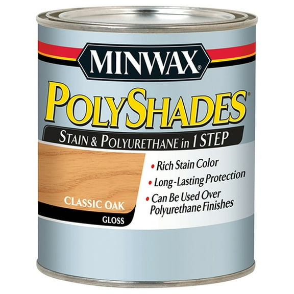 4-Pack of 1 qt Minwax 61470 Classic Oak PolyShades Wood Stain And Polyurethane, Gloss