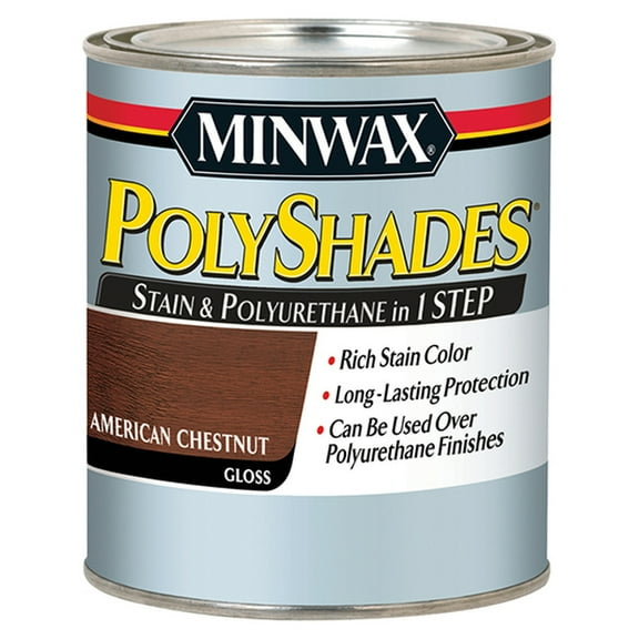 4-Pack of 1 qt Minwax 61475 American Chestnut PolyShades Wood Stain And Polyurethane, Gloss