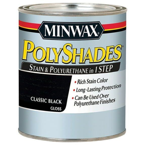 4-Pack of 1 qt Minwax 61495 Classic Black PolyShades Wood Stain And Polyurethane, Gloss