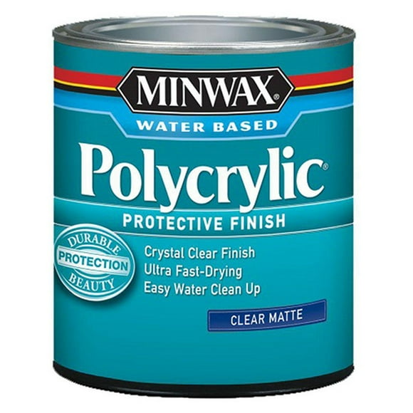 4-Pack of 1 qt Minwax 62222 Clear Polycrylic Water-Based Protective Finish, Matte