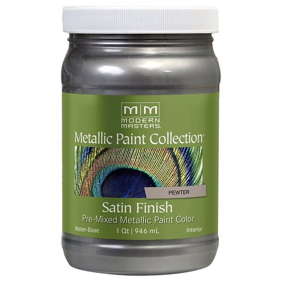 4-Pack of 1 qt Modern Masters ME209 Pewter Metallic Paint Collection Water-Based Decorative Metallic Paint