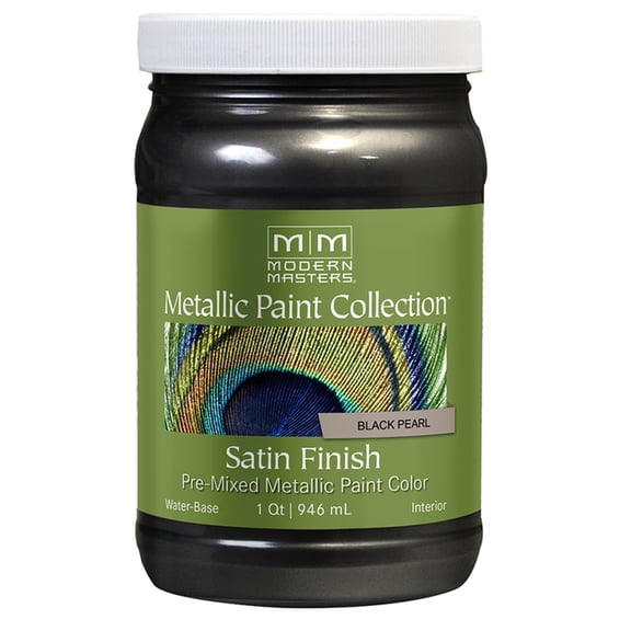 4-Pack of 1 qt Modern Masters ME700 Black Pearl Metallic Paint Collection Water-Based Decorative Metallic Paint