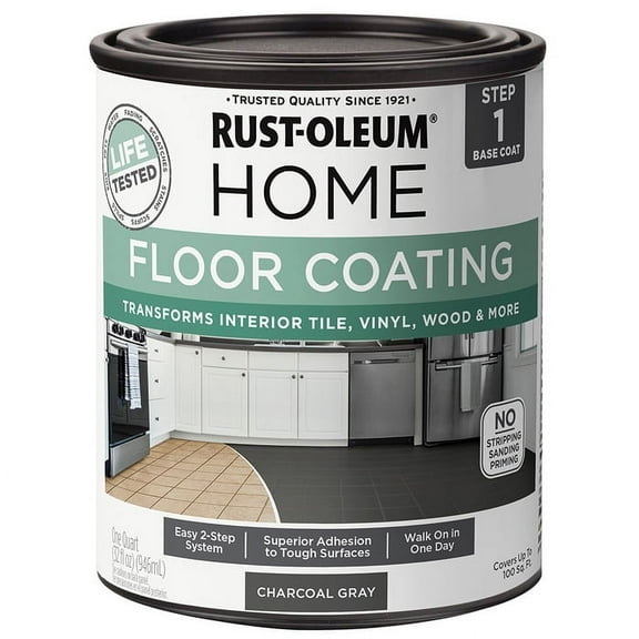 4-Pack of 1 qt Rust-Oleum 365928 Home Charcoal Gray Home Floor Coating Premix Base Coat