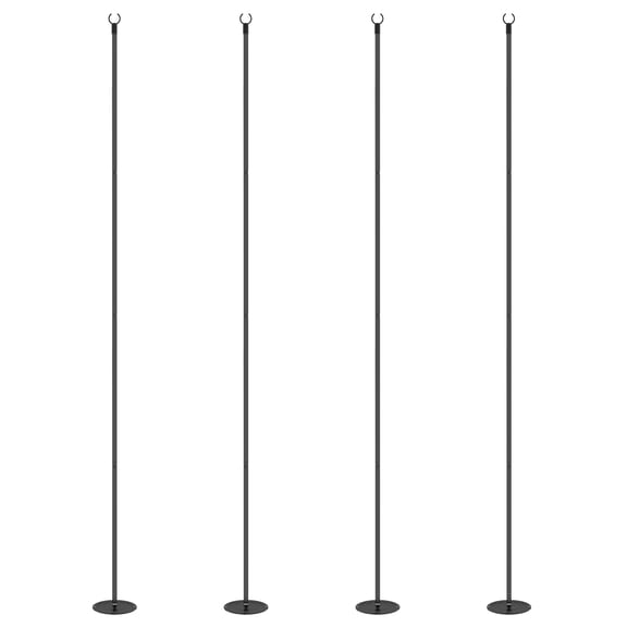4 Pack of 10' String Light Poles, Steel Hanging Lighting Stand for Patio, Backyard, Deck, Wedding, Party, Black