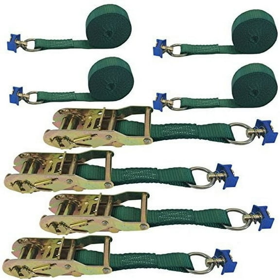 4 Pack of 1in Ratchet Straps with L-Track Fittings (16ft, Black)