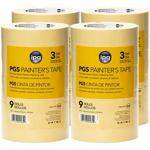 4-Pack of .94 x 60 yds Intertape PG5 ProMask Tan Masking Tape, Contractor 9-Pack