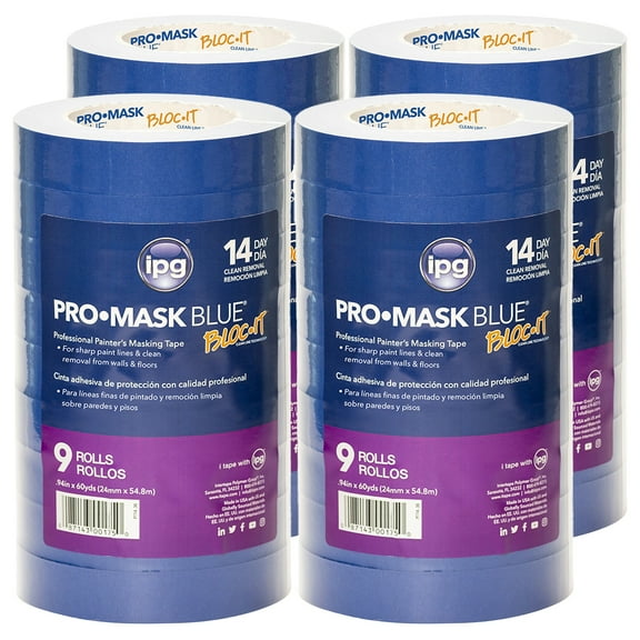 4-Pack of .94 x 60 yds Intertape PT14 ProMask Blue Blue Masking Tape, Contractor 9-Pack