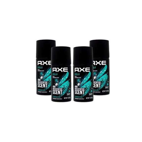 4 Pack of Axe Body Spray Apollo, Travel size, 1 Ounce