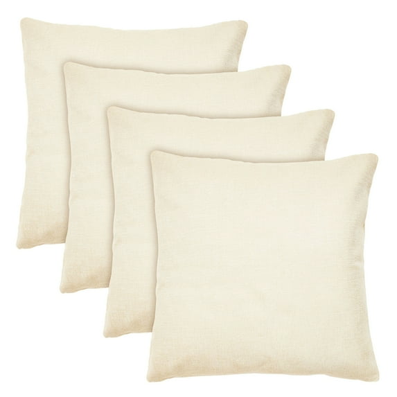 4 Pack of Canvas Throw Pillow Covers, 17x17 Blank Pillow Cases (Cream Color, Cotton Material)