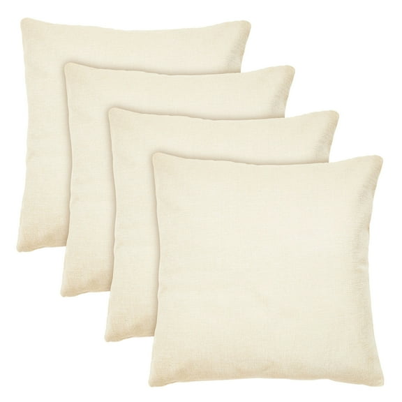 4 Pack of Canvas Throw Pillow Covers, 17x17 Blank Pillow Cases (Cream Color, Cotton Material)