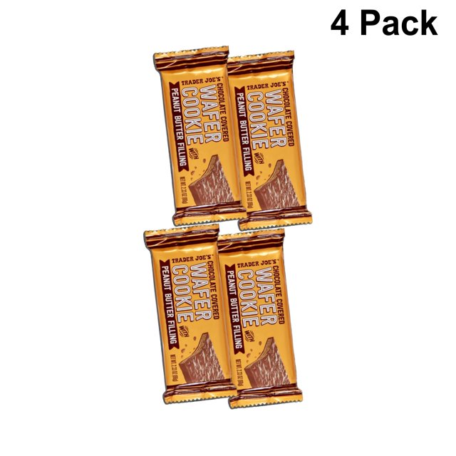 4 Pack of Chocolate Covered Wafer Cookies with Peanut Butter Filling