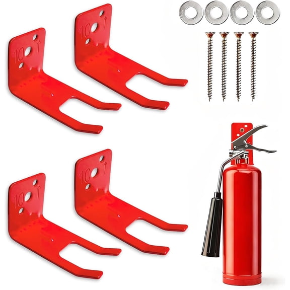 4 Pack of Fire Extinguisher Bracket, Wall Mount Hook, Fire Extinguisher Mount, Hanger for Universal Extinguishers (Fork-10 LB)