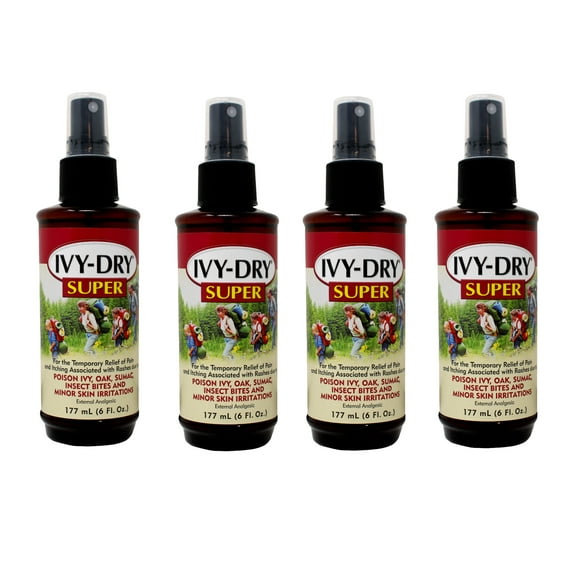 4 Pack of Ivy-Dry Super Itch Relief Spray 6 Ounce