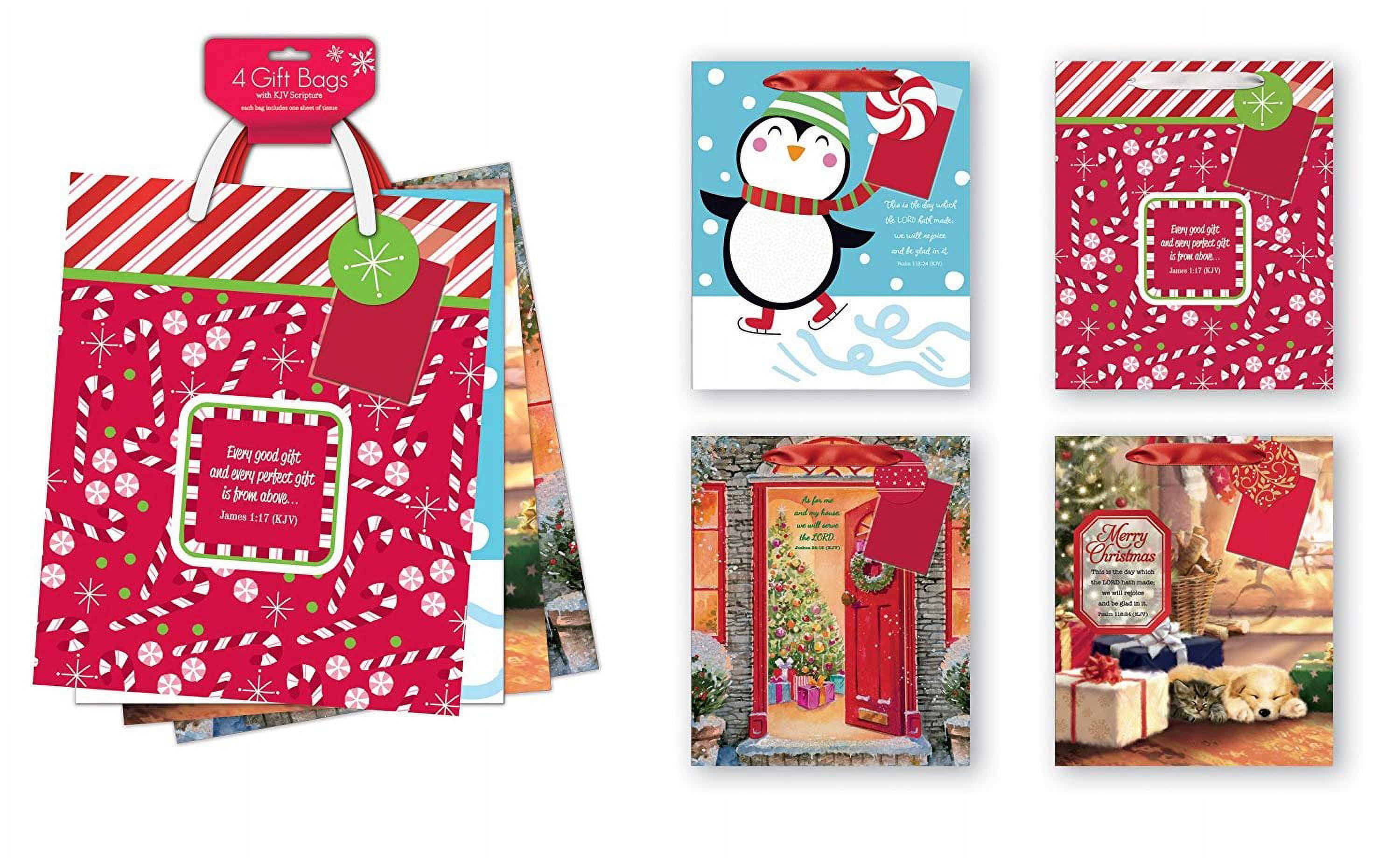 4 Pack of Large Religious Christmas Gift Bags Xmas Giftbags Religious