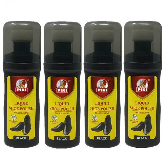4 Pack of PIKI Black 60ML Shine Instant Liquid Shoe Polish 2oz