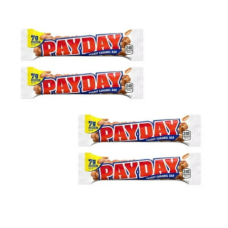 RADYAN Payday Peanut Caramel Candy Bar, 4-Pack, 1.85 Oz a Bar
