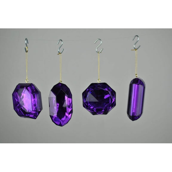 4 Pack of Purple Jewel Ornaments